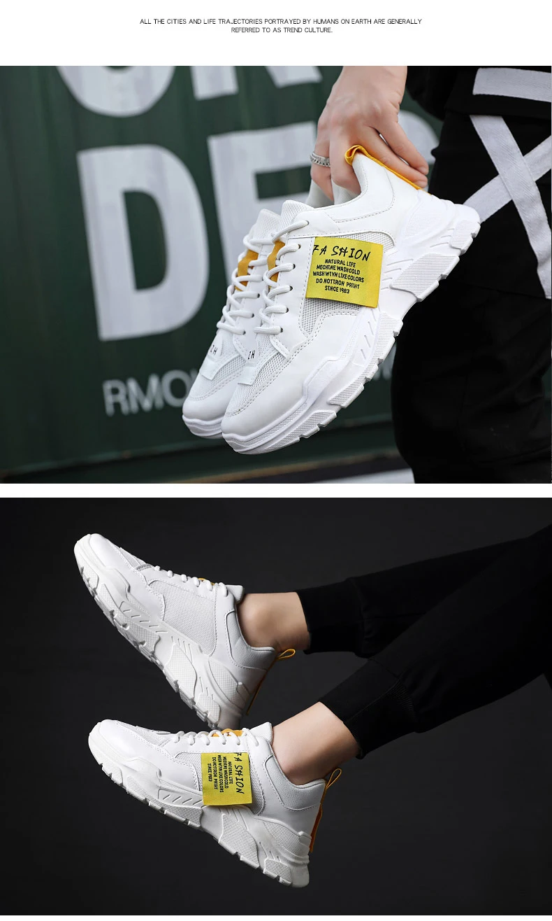 Breathable air mesh sneakers anti-slip waterproof PU shallow vulcanize shoes  lace-up wear-resistant chunkey shoes, balck white patchwork outdoor sports shoes (14)