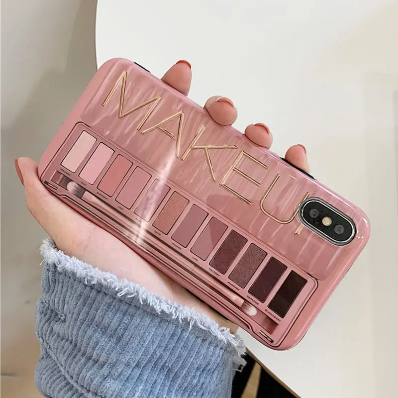 Макияж тени для век Палитра чехол для телефона для iphone XS Max XR XS 11 11Pro Max для iphone 6 6s 7 8 plus Мягкий силиконовый чехол
