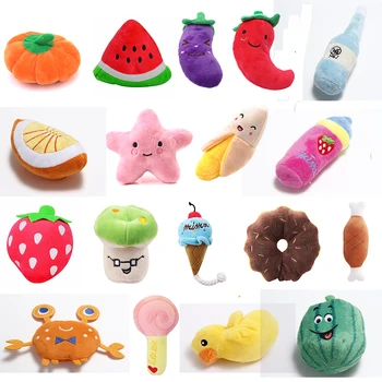 

Fruit Animals Cartoon Dog Toys Stuffed Squeaking Pet Toy Cute Plush Puzzle for Dogs Cat Chew Squeaker Squeaky Toy for Pet