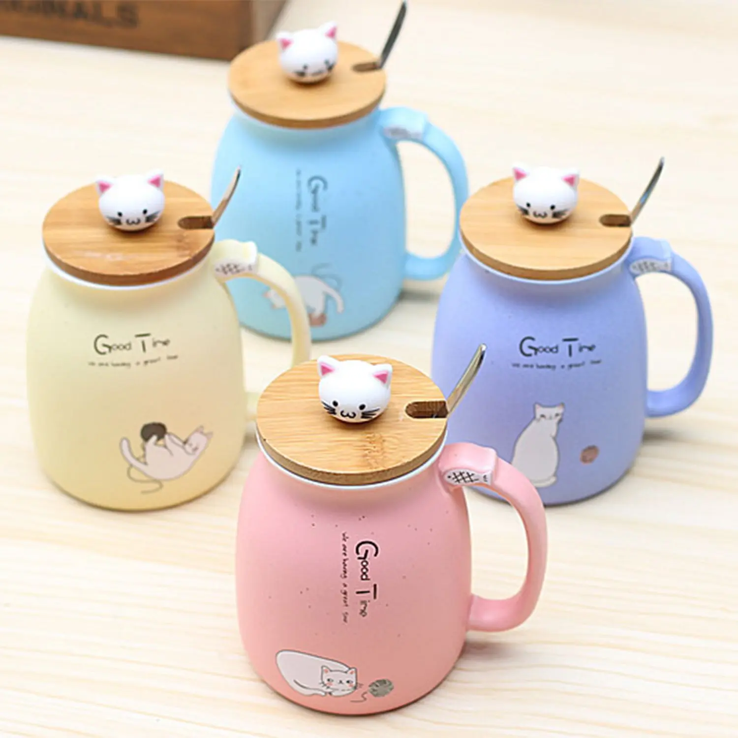 450 мл, новая термостойкая чашка с изображением кота кунжута, цветная чашка с крышкой, чашка с котенком, молочная кофейная керамическая кружка, детская чашка, офисные подарки