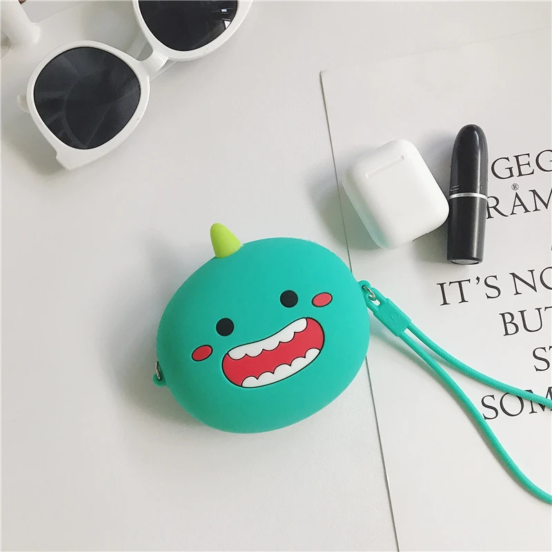 

Headphone Case Mini Zipper Hard Cartoon Earphone Box Smiley Dinosaur Data Line/ Key / Money/ Storage Bag