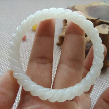 

Natural hetian jade twist handcarved bangle bracelets women jade bangles jadeite jade jewelry bangle add certificate bracelet
