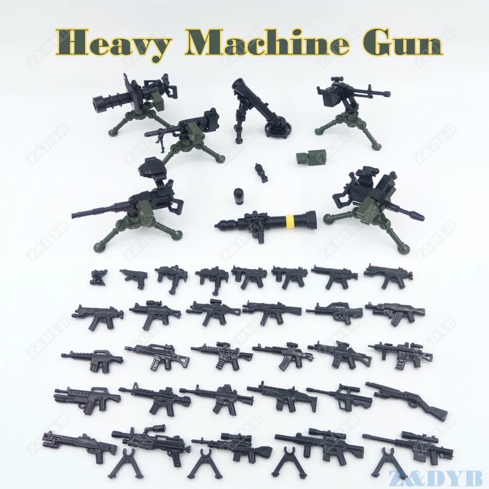DIY Gatling Heavy Machine Gun Military MOC Building Block Kits WW2 Weapon Moc Mini Soldier Figure Model Brick Children Kids Toys | Игрушки и