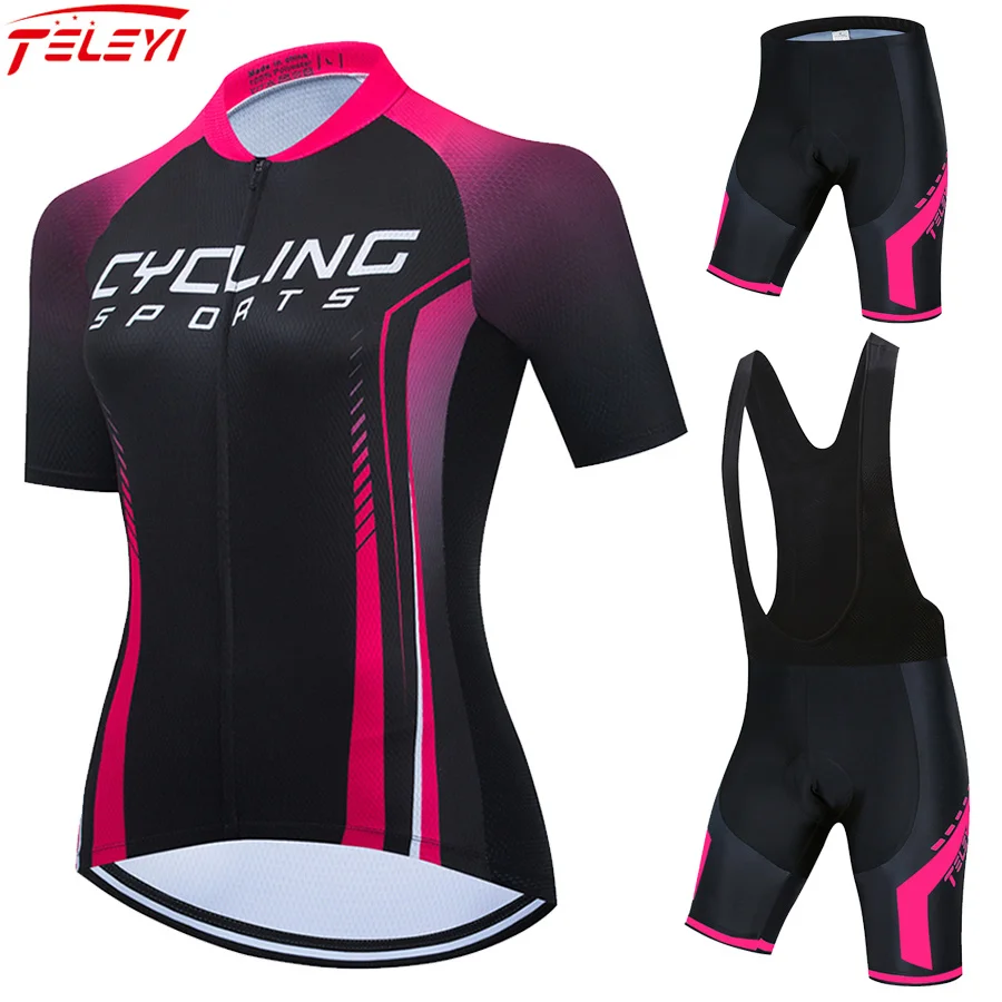 Fashion women's bicycle clothing summer short sleeve Pullover MTB set color stripe breathable road | Спорт и развлечения