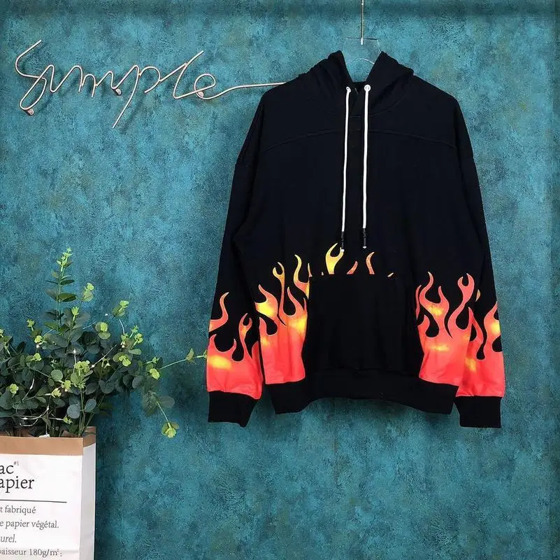 

19ss palm angels High Quality 1:1 Hoodies flame Casual Autumn Winter streetwear Palm Angels Sweatshirts Pullover Men Women