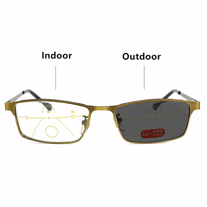 Best Transition Photochromic Progressive Reading Glasses Multifocal Bifocal Men Women Anti Blue Ray Resin Presbyopic glasses 1.5 2.0