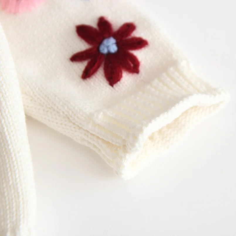 Vintage flower embroidery long sleeve cardigans for girls sweater autumn winter cotton knitted kids jackets toddler baby tops