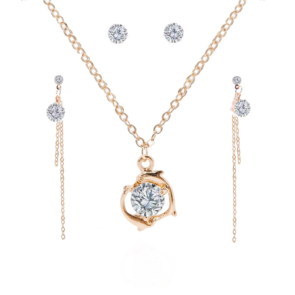 

Women's Elegant Fashion Simple Zircon Jewelry Set Pendant Creative Accessories