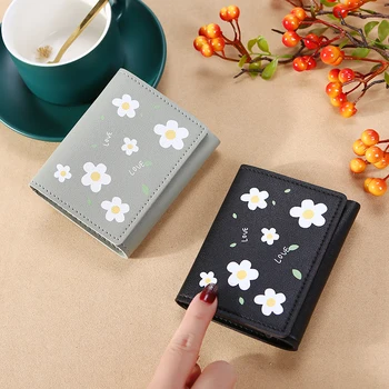 

woman wallet leather PU women wallet floral printing green wallet