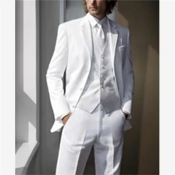 

New Classic Men’s Suit Smolking Noivo Terno Slim Fit Easculino Evening Suits For Men Ivory/White Casual Summer Beach Tuxedo Simp