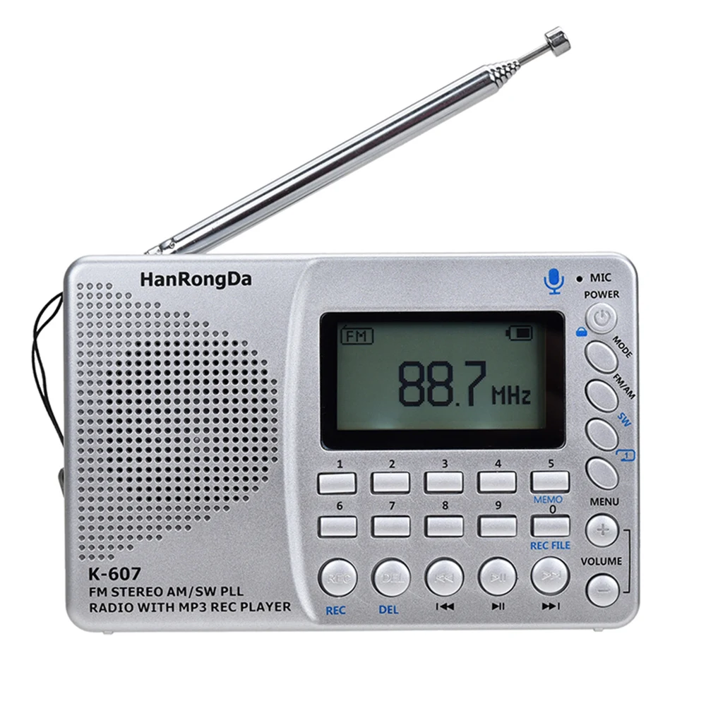 K607 портативное радио FM стерео AM/FMSW PLL Радио с MP3 плеером REC мини цифровой рекордер