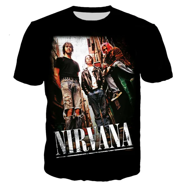 nirvana01 Nirvana Летняя мужская футболка с 3d принтом хип-хоп рок футболка camiseta hombre Мужская Повседневная дышащая Harajuku Мужская футболка - Цвет: nirvana01