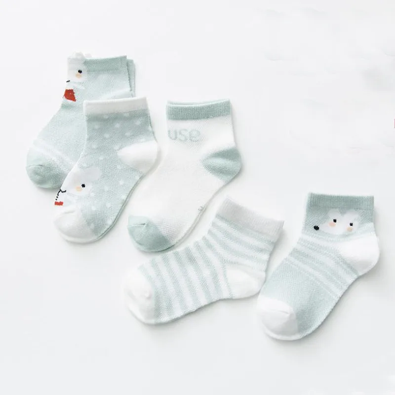 5 pairs Новые детские носки на весну и лето ультратонкие детские носки с животными хлопковые носки для новорожденных мальчиков и девочек - Цвет: 5 pairs