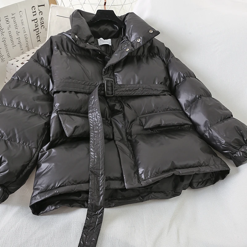 

Mooirue 2019 Winter Autumn Casual Parkas With Sashes Pockets Coats Turtleneck Vintage Streetwear Korean Style Red Black Jackets