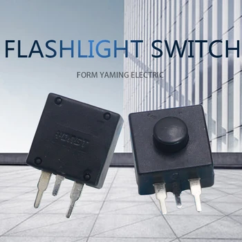 

20pcs Flashlight Switch Push Button Three Pins Side 12x12mm Two Open One Close ON-OFF-ON Black