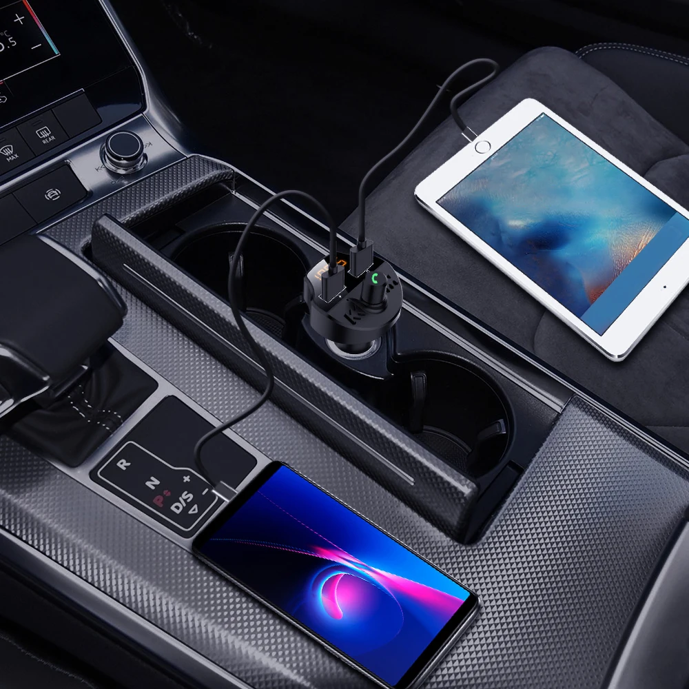 Автомобильное зарядное устройство с двумя usb-портами Bluetooth 5,0, mp3-плеер, fm-передатчик для 12-24 В, автомобильное зарядное устройство с поддержкой карт TF, с функцией громкой связи, двойное зарядное устройство USB, Новинка