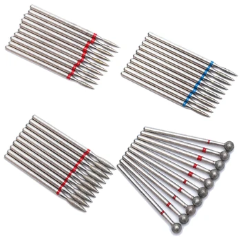 10 개/대 다이아몬드 네일 드릴 비트 전기 밀링 커터 페디큐어 매니큐어 파일 큐티클 버 도구 네일 액세서리