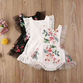 

2020 Baby Girl Lace Floral Bodysuits Jumpsuit Backless Bodysuit One Piece Playsuit Summer Girls Clothes Outfits