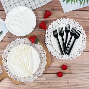

Disposable Cake Five Forks Five Disk Tableware Birthday Cake Knife and Fork Set Two-in-One Cake Knife and Fork Set