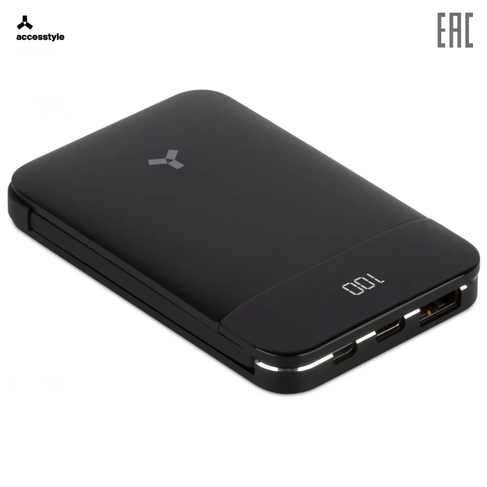 Внешний аккумулятор Accesstyle Flax 8MP, 8000 мА-ч, 3 подкл. устройства, Black