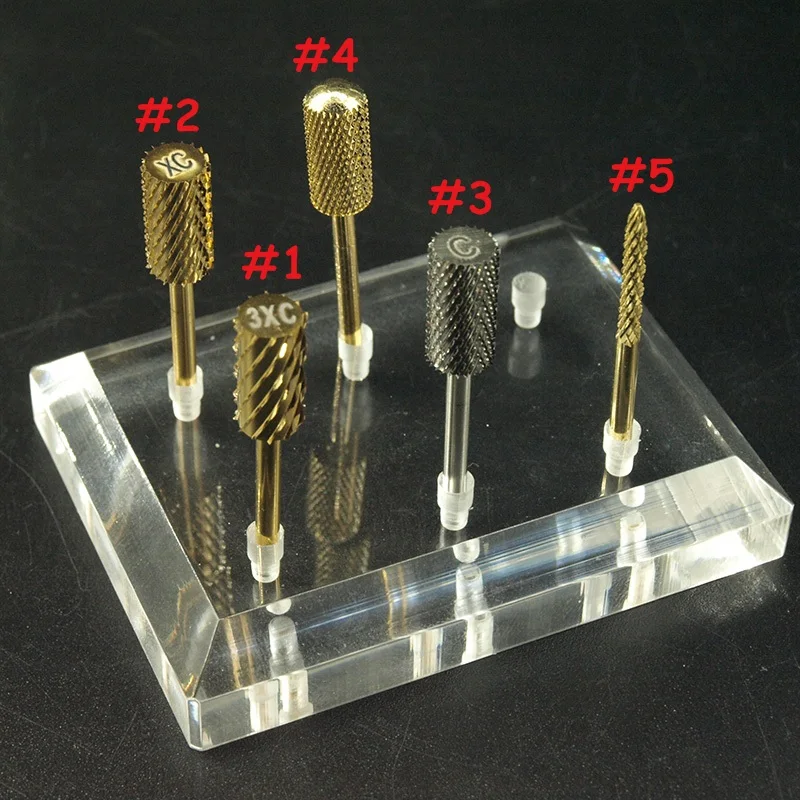  EasyNail~Pro. 5 Types Gold Tungsten Carbide Bur Nail Drill Bit Cutter Nail Files Nail Electric Dril
