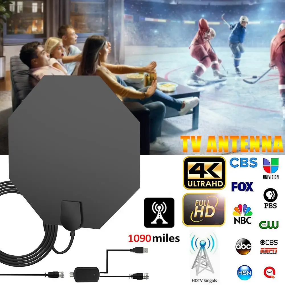 

Newest High Quality 1090Miles 4K Digital HDTV antenna Indoor Super thin Antenna TV for Local Channels Broadcast Dropship