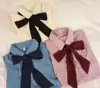 Ruffled Bow Tie Top Autumn Basic Office Lady Work Wear Flare Sleeve Cute Women Single Breasted Button Solid White Shirts Blouses 6