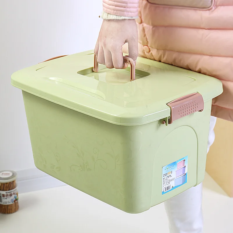 Printed Plastic Storage Three-piece Set Household Storage Box Clothes Toy Finishing Box Hand Desktop Snacks Storage Box