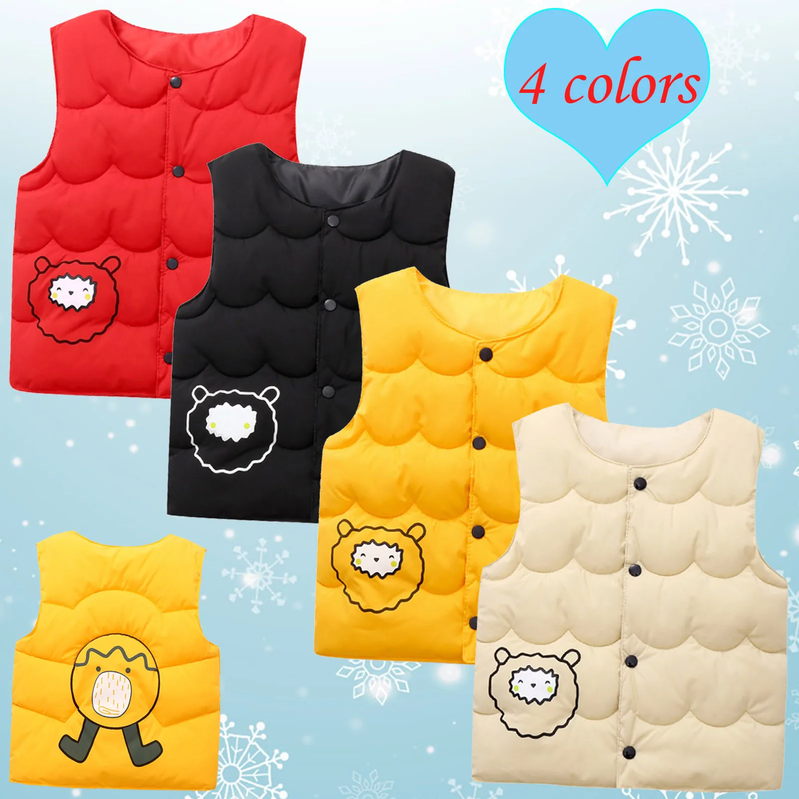 

Cute runaway sheep print Toddler Baby Girl Winter Cartoon Windproof Coat Warm Outwear Waistcoat Boys and girls cotton clothes M5
