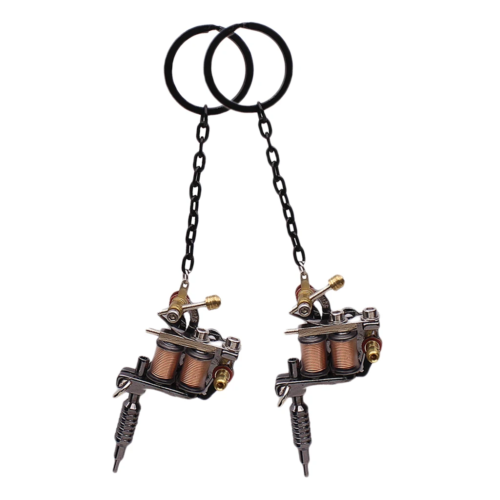 2Alloy  Gun Necklace Key Chain Mini Tattooing Machine Necklace Pendant