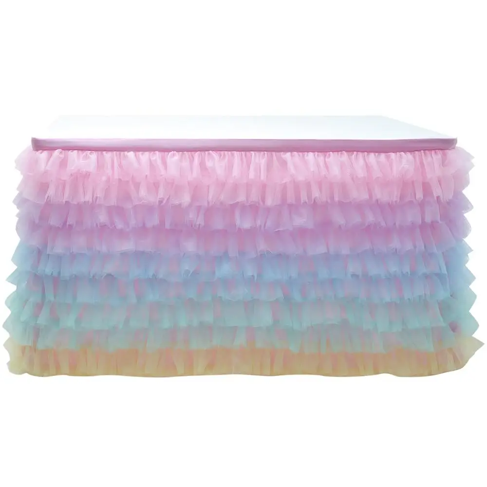 Tulle Lace Table Skirt Cover Baby Shower Birthday Wedding Party Desk Lace Tableware Cloth Party Decoration Tutu Table Skirts
