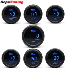 DepoTuning 2 ''52 мм Boost/температура воды/Температура масла/Вольт/Тахометр/Датчик давления масла черный цвет Цифровой синий светодиод+ Датчик стручки