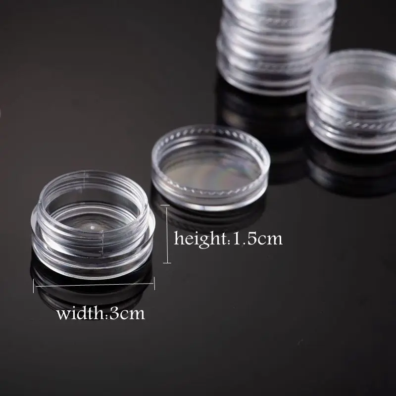 50Pcs 3ML Clear Plastic Jewelry Bead Storage Box Small Round Container Jars Make Up Organizer Boxes