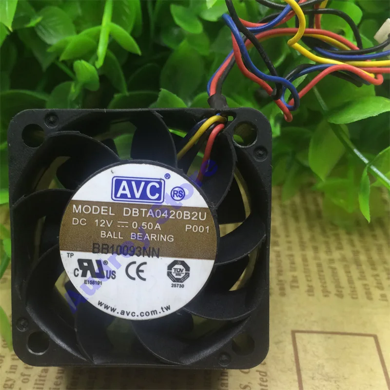 AVC 4020 12V 0.50A 4 см проводной вентилятор охлаждения DBTA0420B2U двойной шарикоподшипник PWM