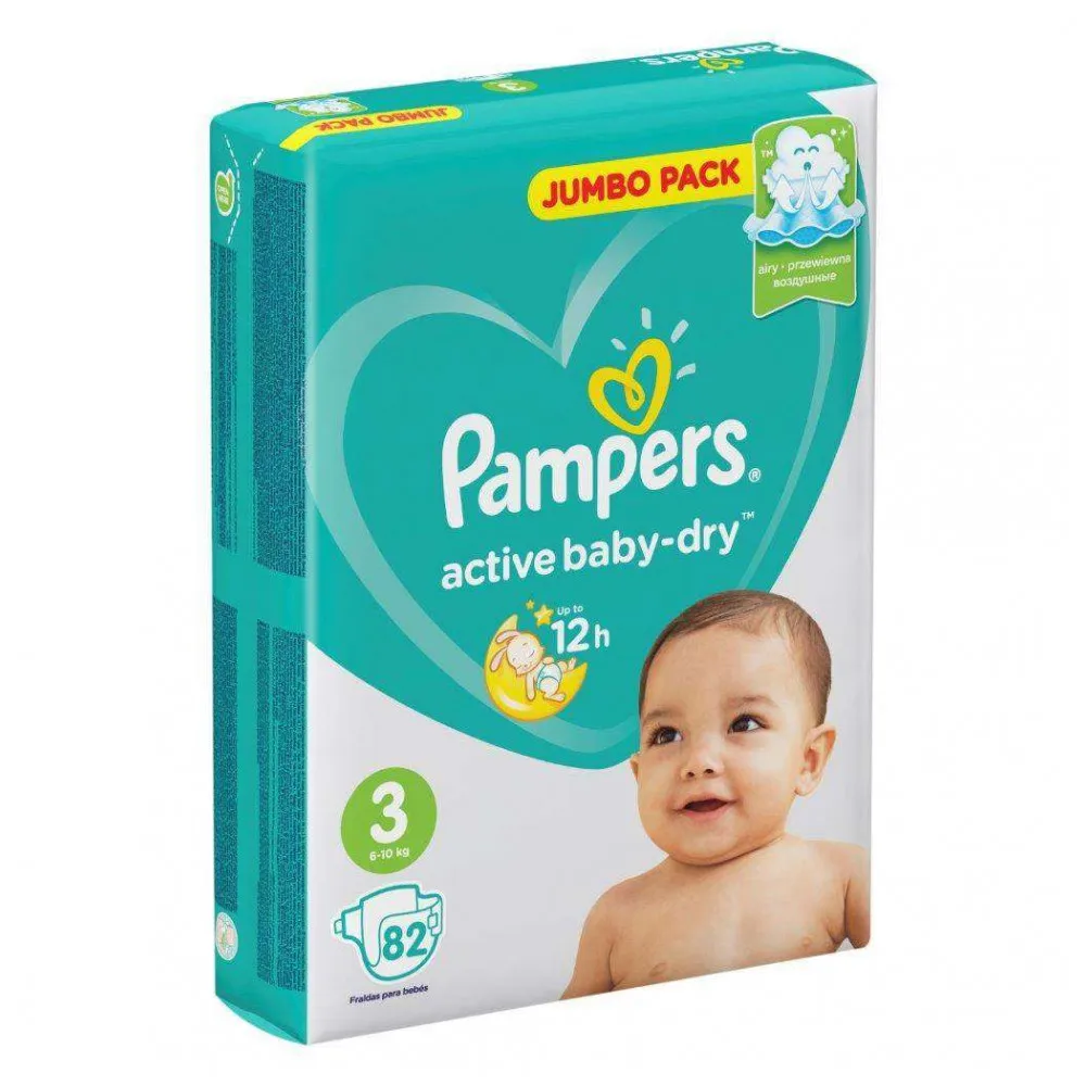 Pampers подгузники Active Baby-Dry размер 3,(5-9 кг), 82 шт