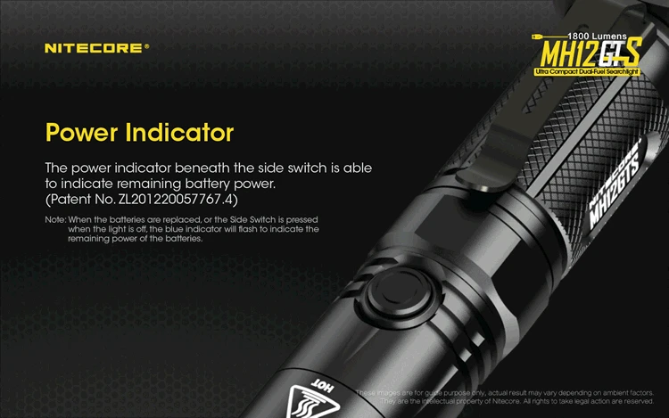 NITECORE MH12GTS 1800 Lms USB Перезаряжаемый тактический фонарь 18650 аккумулятор