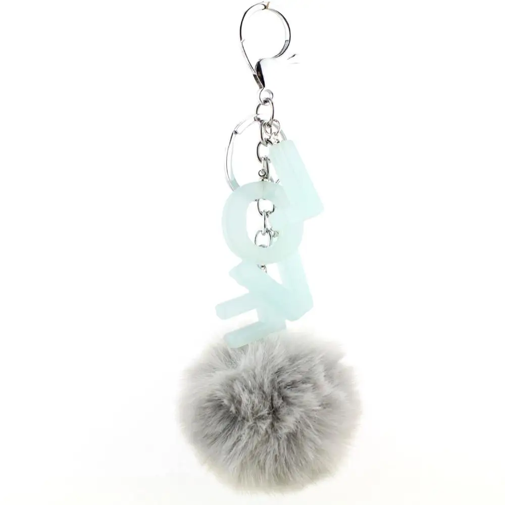 

New LOVE Letter Hair Bulb Key Chain Bag Pendant Key Chain Custom Wholesale Key Ring