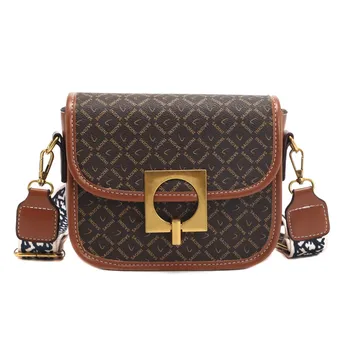 

Women Crossbody Bags PU Leather Prints Shoulder Messenger Bag Metal Button Purses Designer Handbags High Quality Vintage Luxury