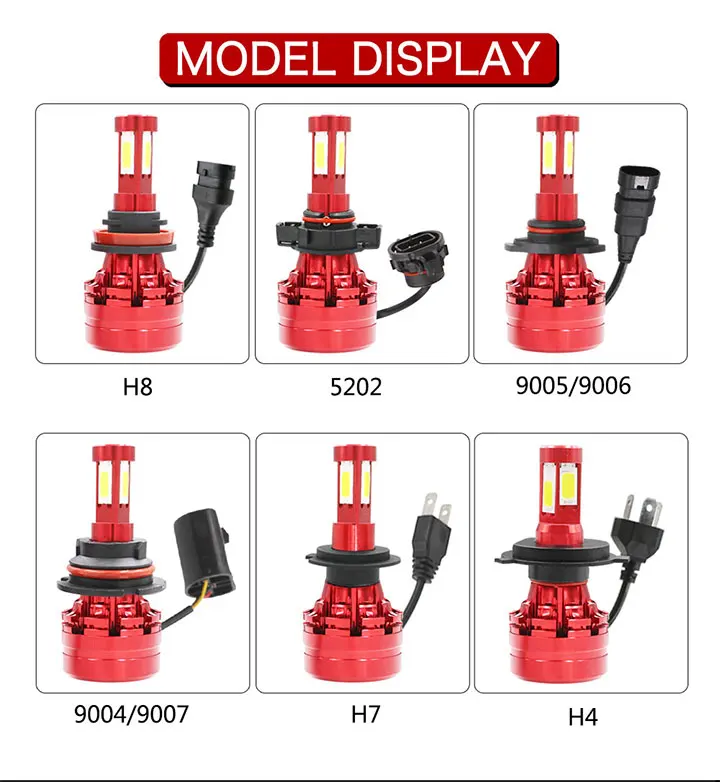 2 шт. светодиодные фары H4 H7 H11 9005 9006 9004 9007 5202 H16 авто фары лампада 4 стороны h7 led cob машинные огни лампы луча 6000k 12V