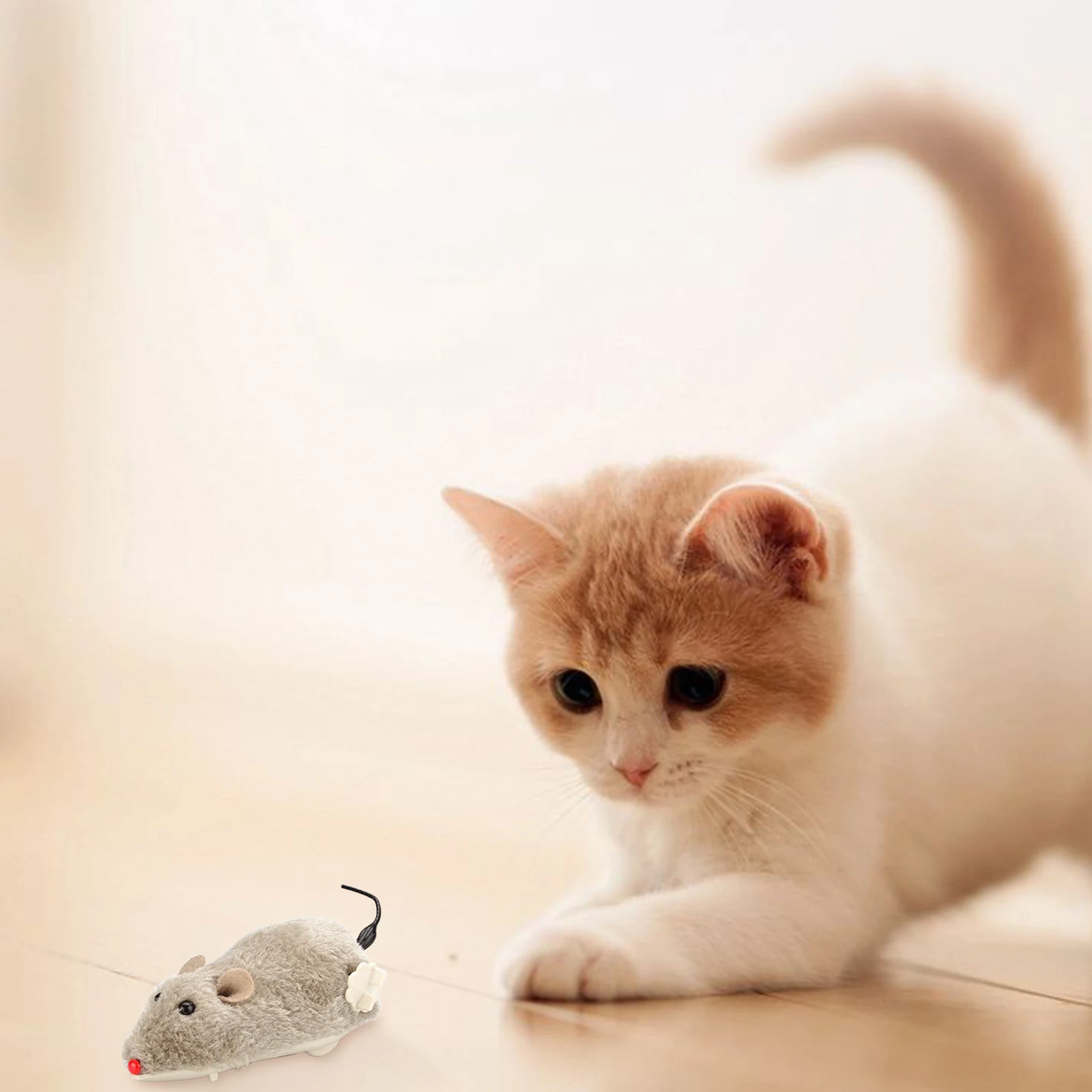 1pcs Wind Up Mouse for Cats Kitten Funny With Sound Rattling Soft Clockwork Rat Interactive False Mouse Cat Pet Toys
