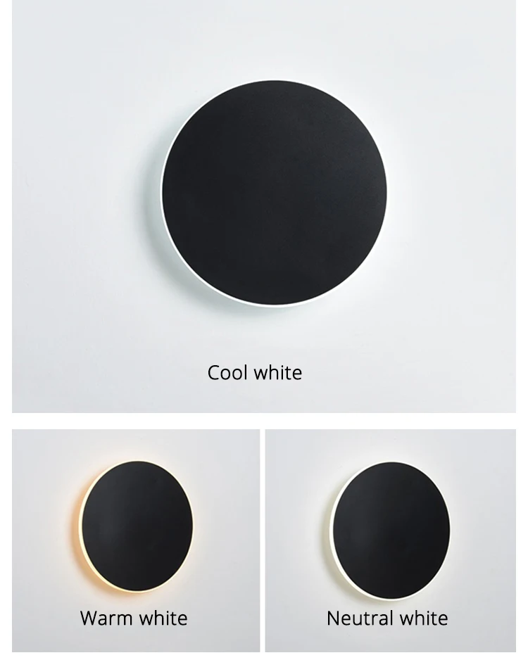 Interruptor de Toque Lâmpadas de Parede para Corredor Luminárias de Corredor Redondo Quarto Cabeceira Iluminação Interior Moderno Led 9 Interruptor de toque redondo led lâmpadas de