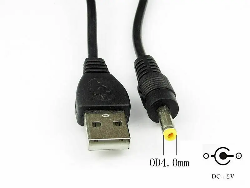 Кабель-Переходник USB в DC 4,0x1,7 мм штекер 5V кабель питания для Оборудование для psp 1000/2000/3000 Черный зарядный кабель 100 шт./лот