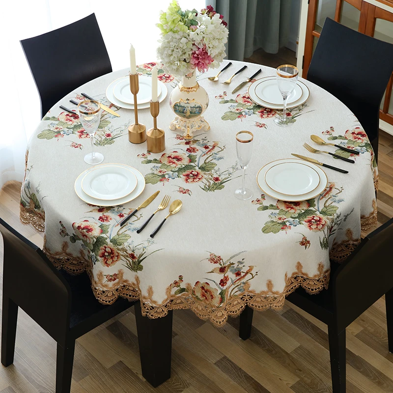 European Large Round Table Cloth Chenille Jacquard Table Cloth Christmas Dining Table Cover Round Tablecloths For Wedding Decor Tablecloths Aliexpress