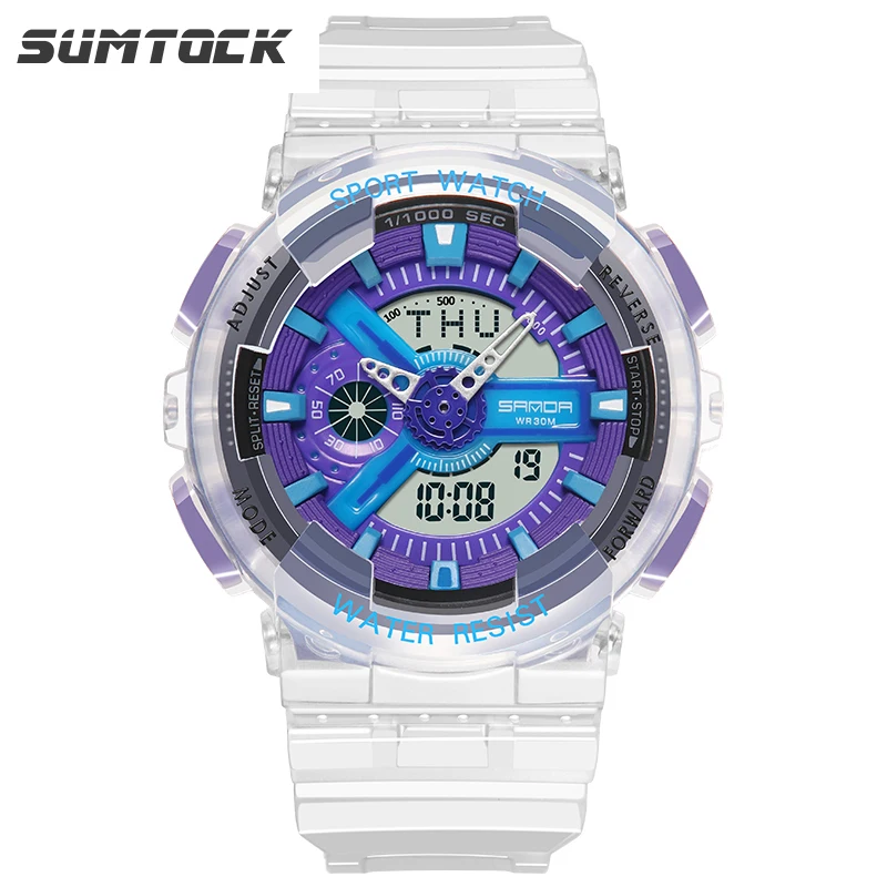 PANARS пара часов прозрачный мужской подарок девушки шок мужские часы синий циферблат роскошные часы для женщин Montre Homme Digital - Цвет: Blue Men
