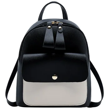 

Ladies Double Zipper Stitching Color Small Backpack Bag Fashion Korean Style Girls Eco Ruckpacks