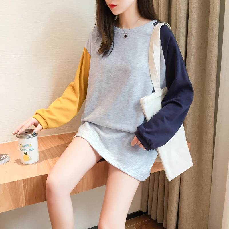

Spring Autumn Women Sweatshirt Hoodies Long Sleeve Casual Color Matching Pullovers Women's Elegant Tops Hipster Outfit
