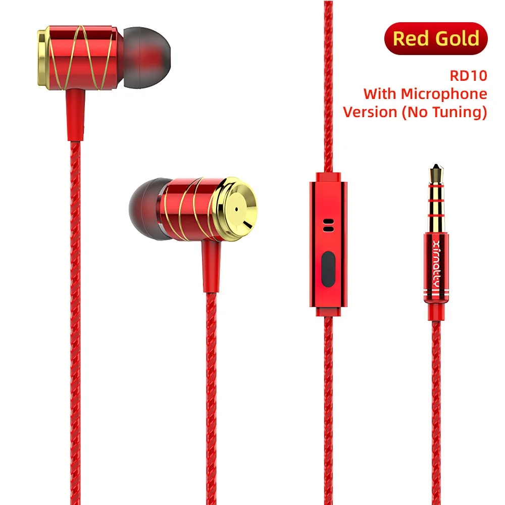 Red With Microphone HIFI Качество звука проводные наушники Сабвуфер стерео Бас микрофон Универсальная гарнитура для Xiaomi Redmi Note 7 микрофон музыка - Цвет: Red With Microphone