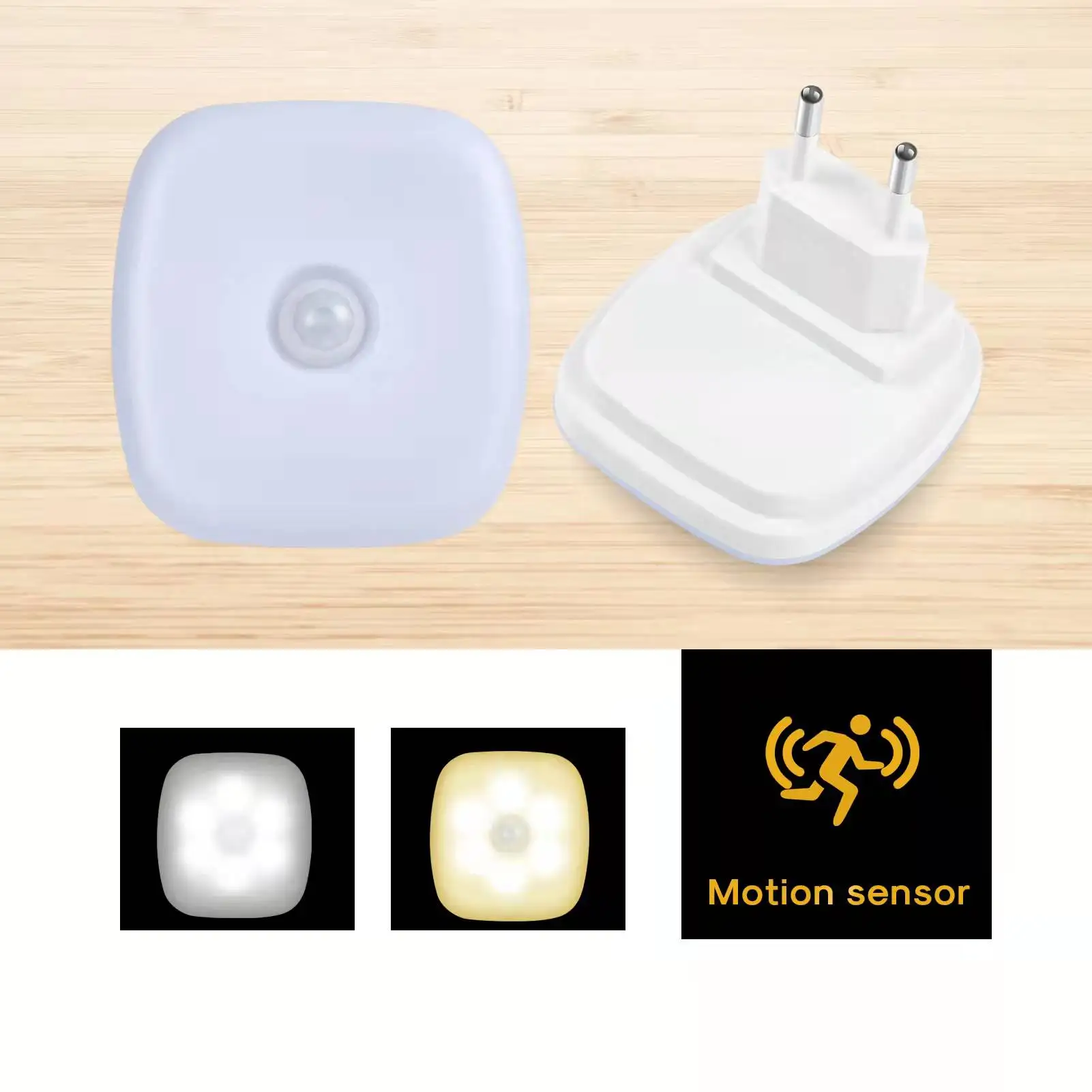 Ночной светильник с европейской вилкой умный светодиодный ночник датчиком