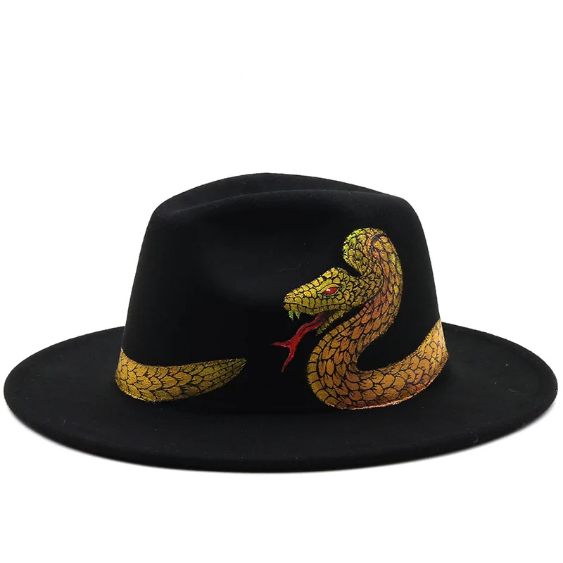 Graffiti Wide Brim Black Top Hat Hand 