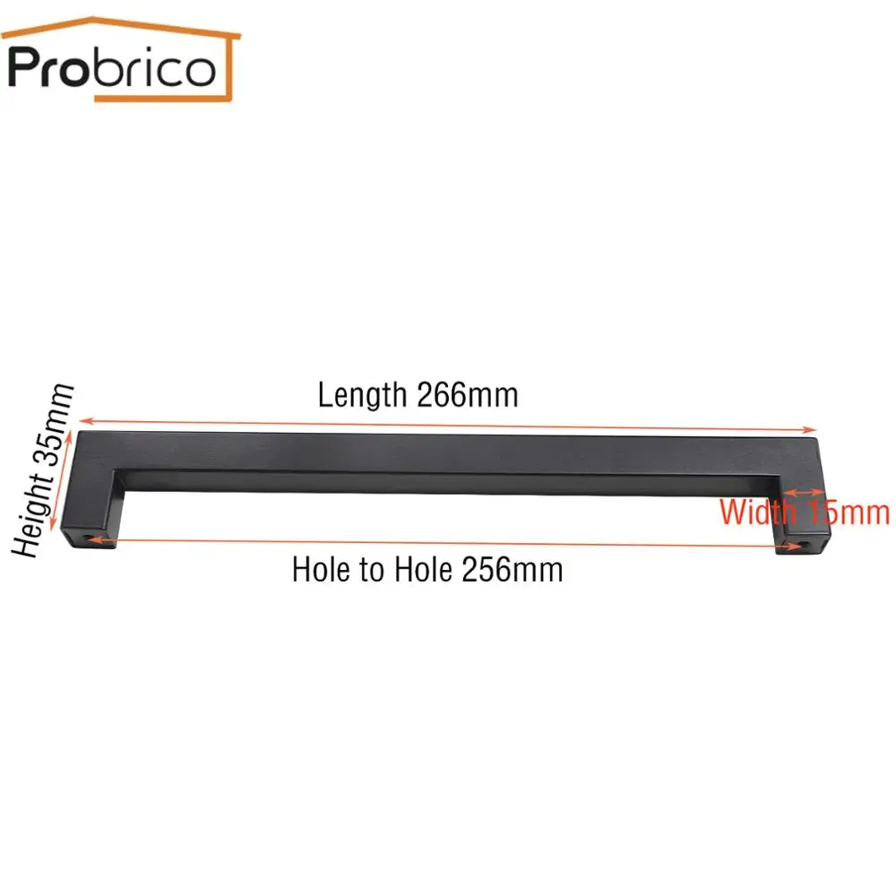 15mm 256 Probrico черный цвет, для шкафов ручка квадратная бронзовые ручки для мебели кухонные дверные ручки шкафа ручки для ящика шкафа Ø10/12/15 мм - Цвет: 15mm 256